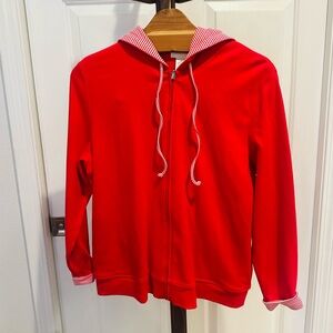 Studio Works NWT Red Zip-Up Hoodie with Striped Details Petite Large